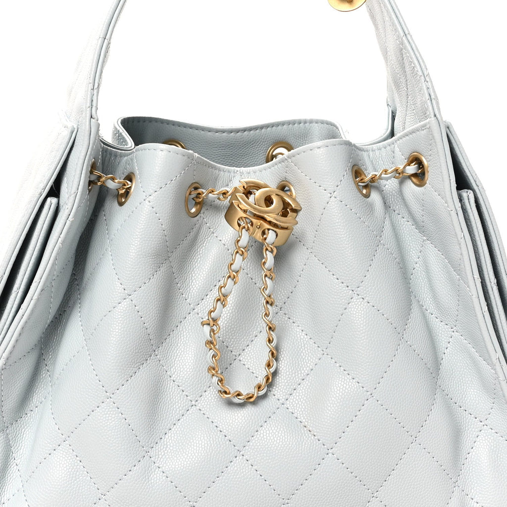 Caviar Quilted Small Chanel 25 Handbag Light Blue