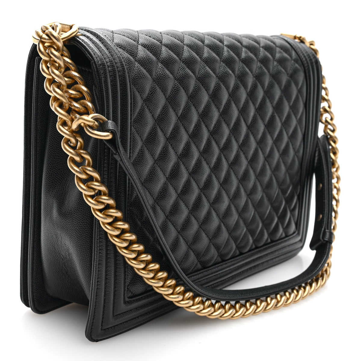 Caviar Quilted Large Boy Flap Black