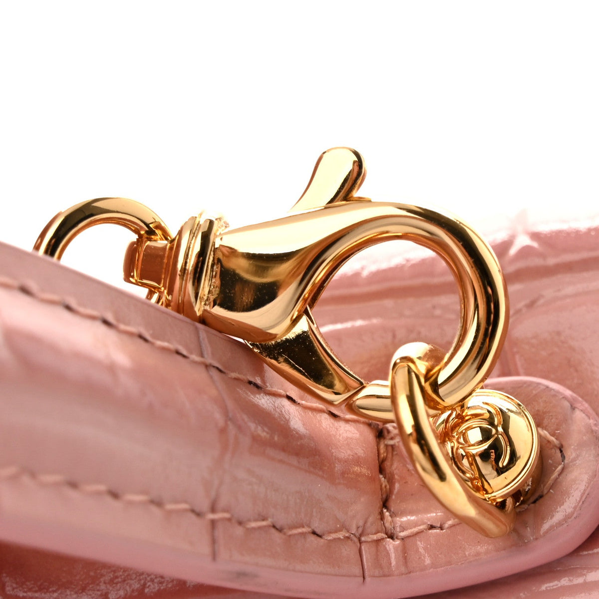 Calfskin Crocodile Embossed Crococo Exoticoco Vanity With Chain Light Pink