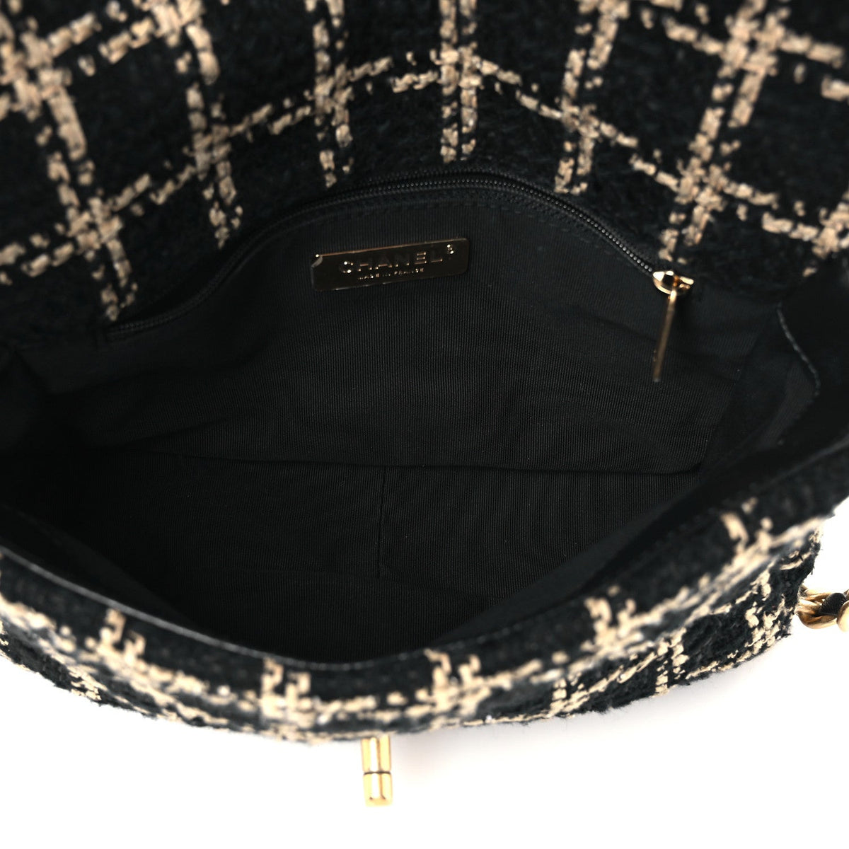 Tweed Quilted Medium Chanel 19 Flap Black Beige
