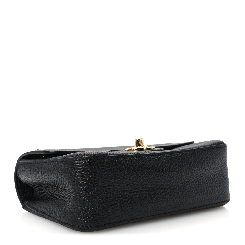 Grained Calfskin Mini Souplissimo Maxi Flap Black