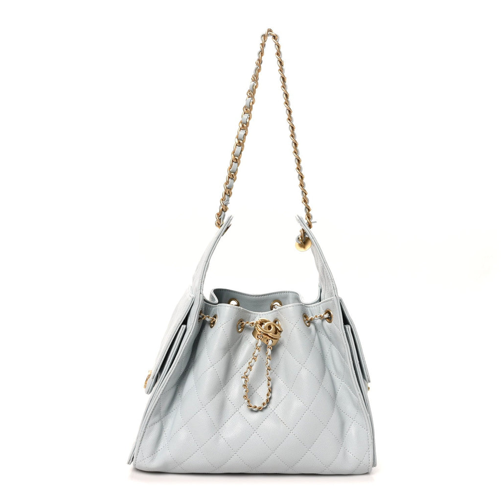 Caviar Quilted Small Chanel 25 Handbag Light Blue