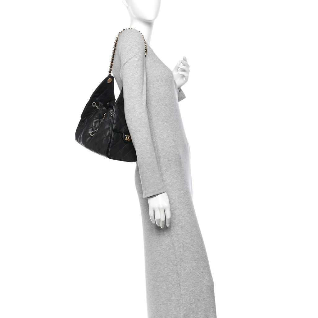 Caviar Quilted Small Chanel 25 Handbag Black