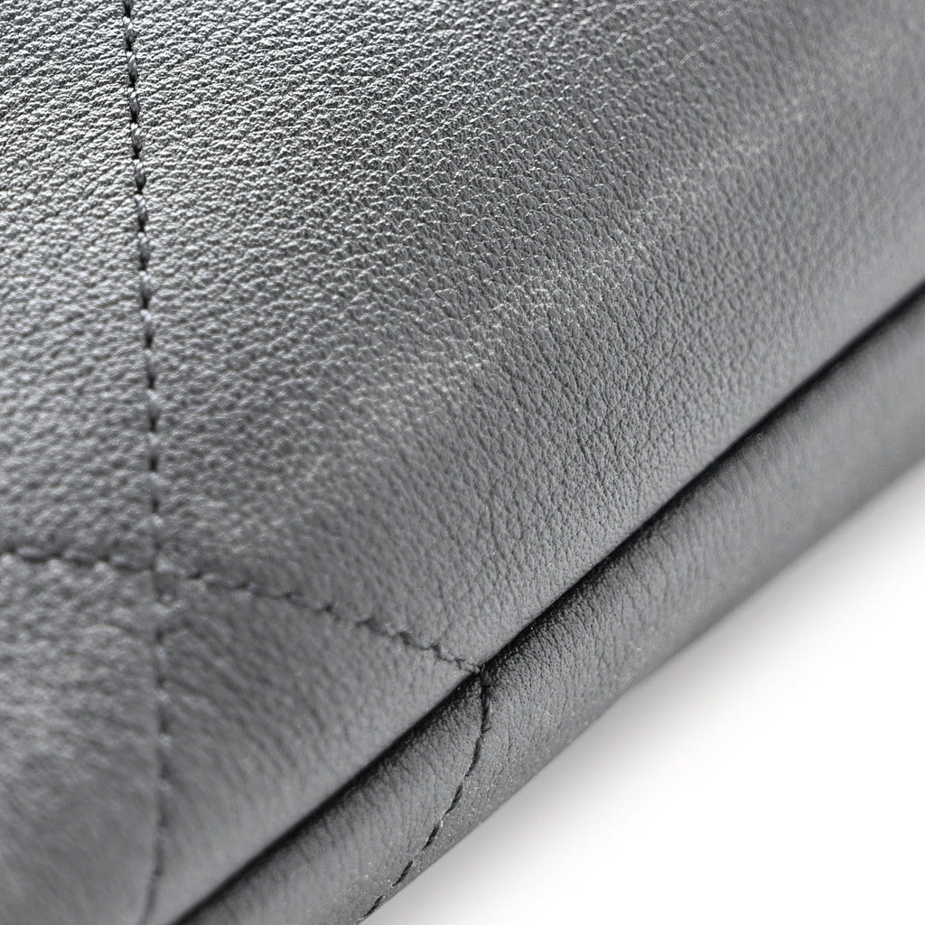 Shiny Calfskin Quilted Maxi Chain Hobo Black