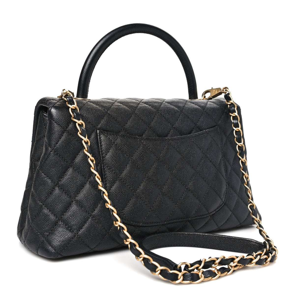 Caviar Quilted Small Coco Handle Flap Black