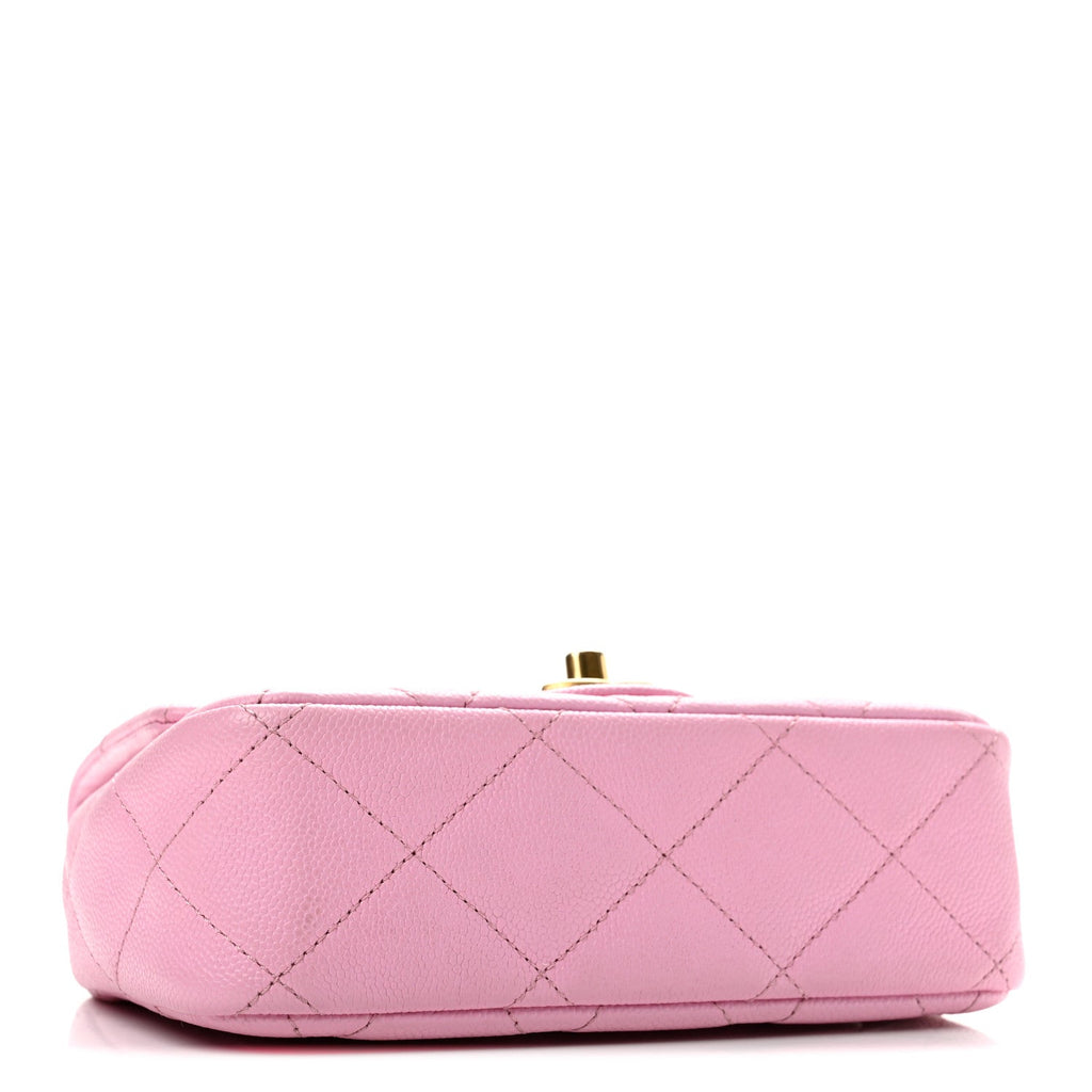 Caviar Quilted Mini Sweetheart Flap Lilac