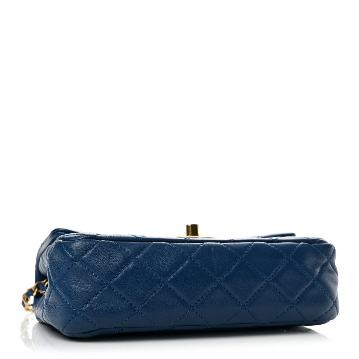 Lambskin Quilted Pearl Crush Mini Rectangular Flap Blue
