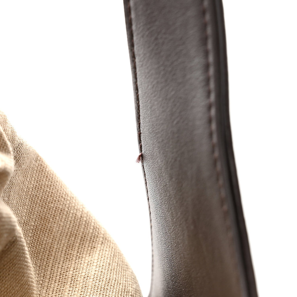 Calfskin Stitched Maxi Shopping Bag Dark Brown