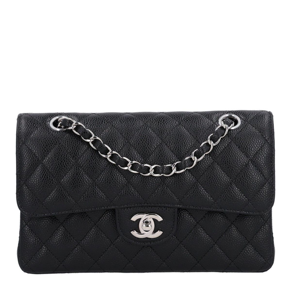 Caviar Quilted Small Double Flap Black