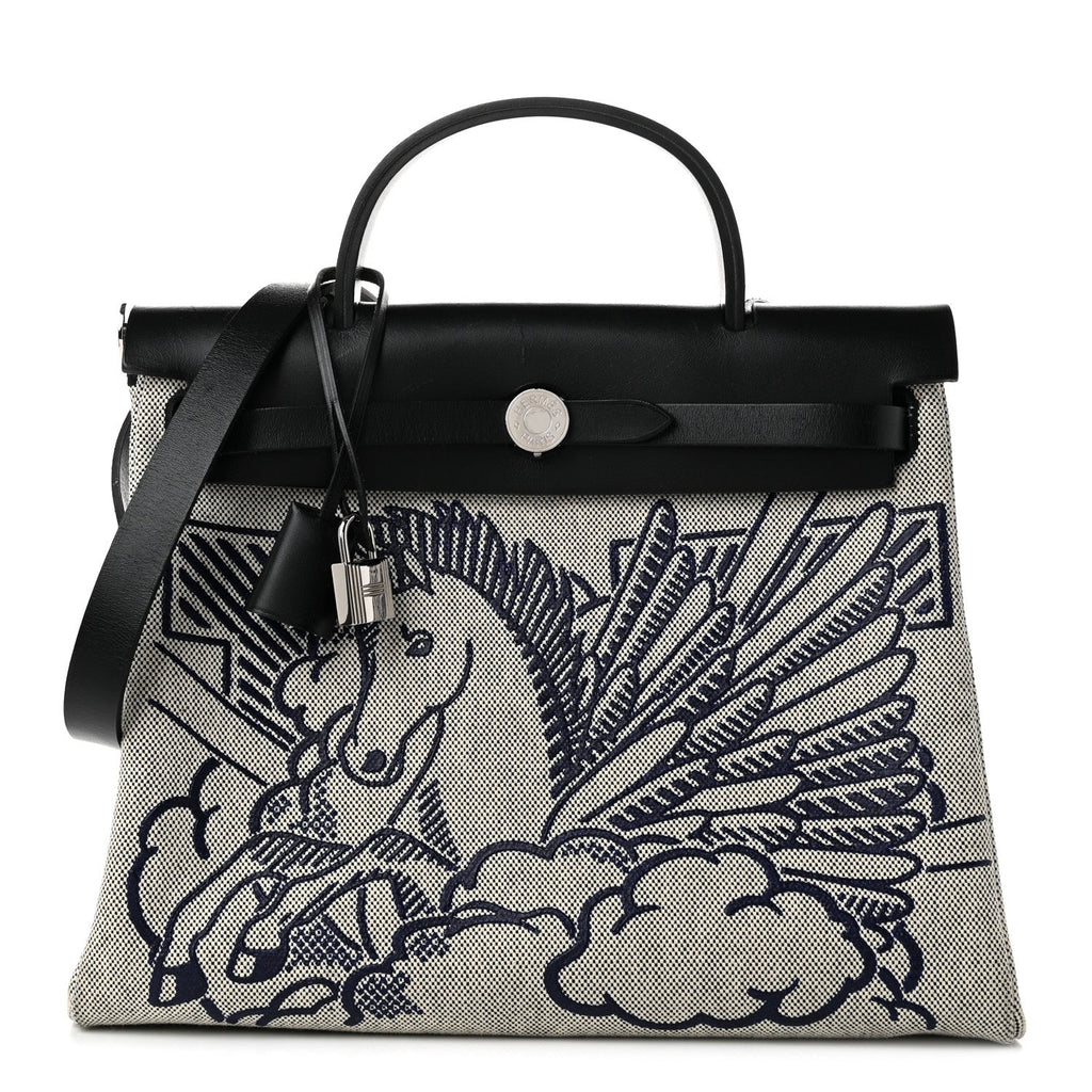 Vache Hunter Toile H Pegase Pop Herbag Zip Retourne 31 PM Bleu Indigo Ecru Black