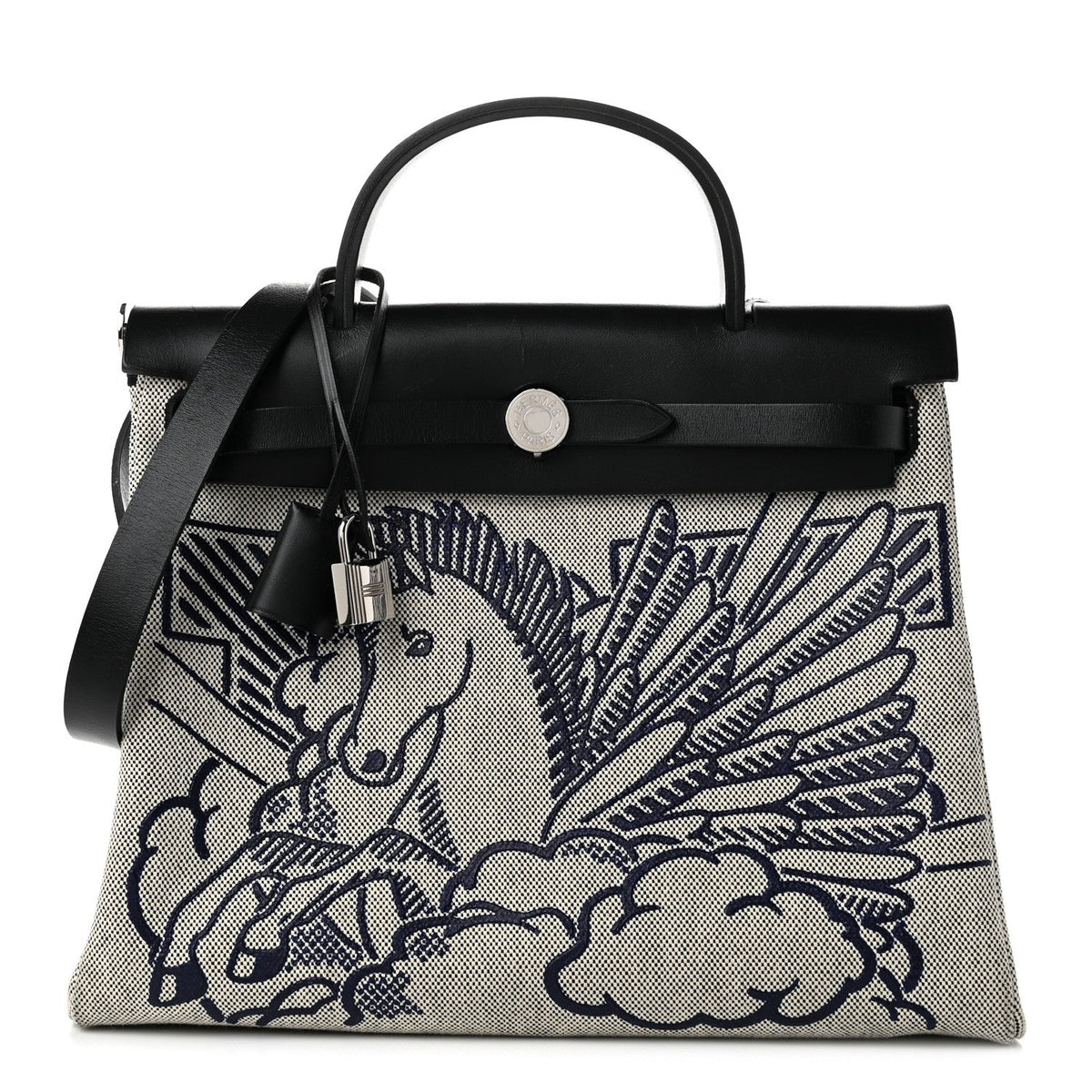 Vache Hunter Toile H Pegase Pop Herbag Zip Retourne 31 PM Bleu Indigo Ecru Black