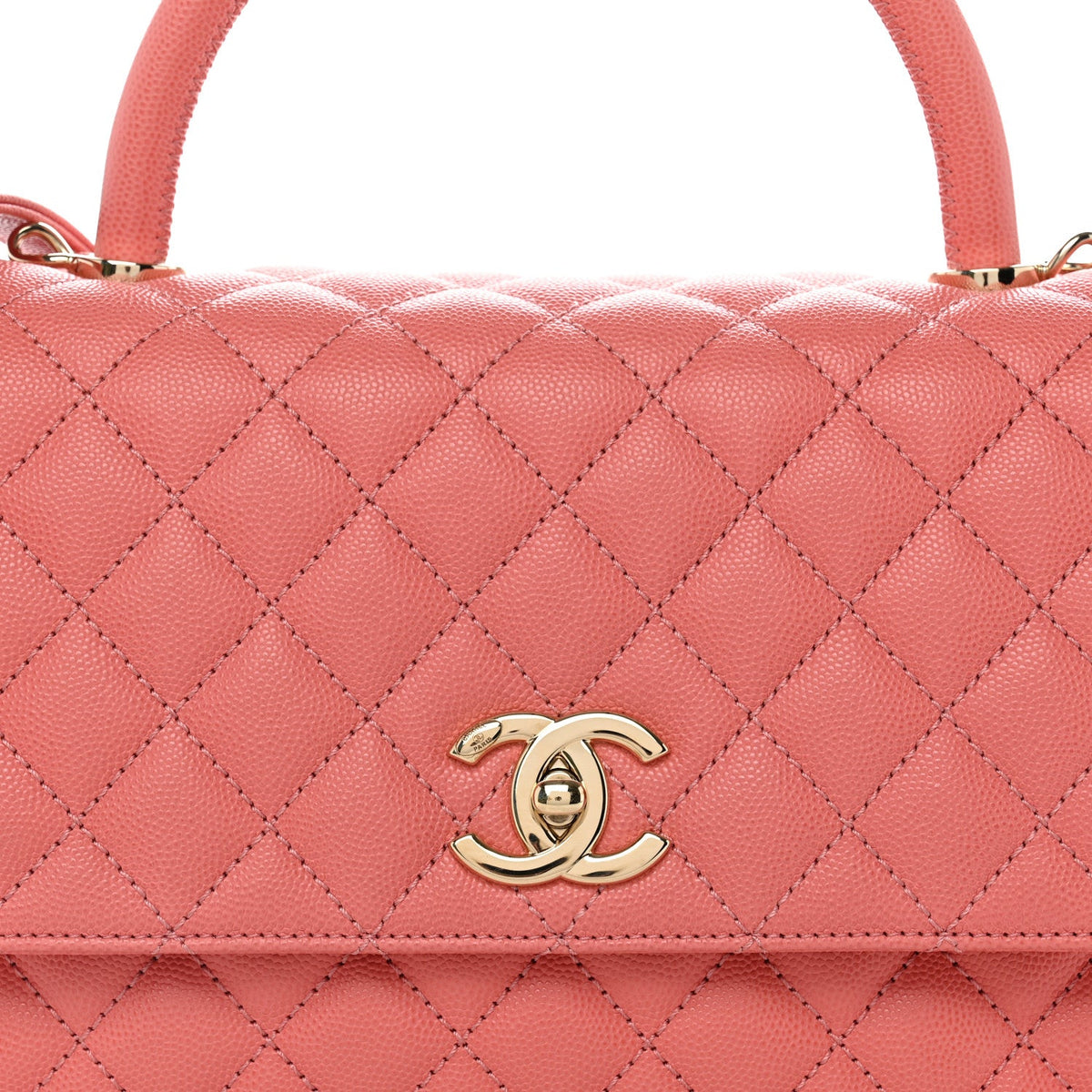 Caviar Quilted Small Coco Handle Flap Pink