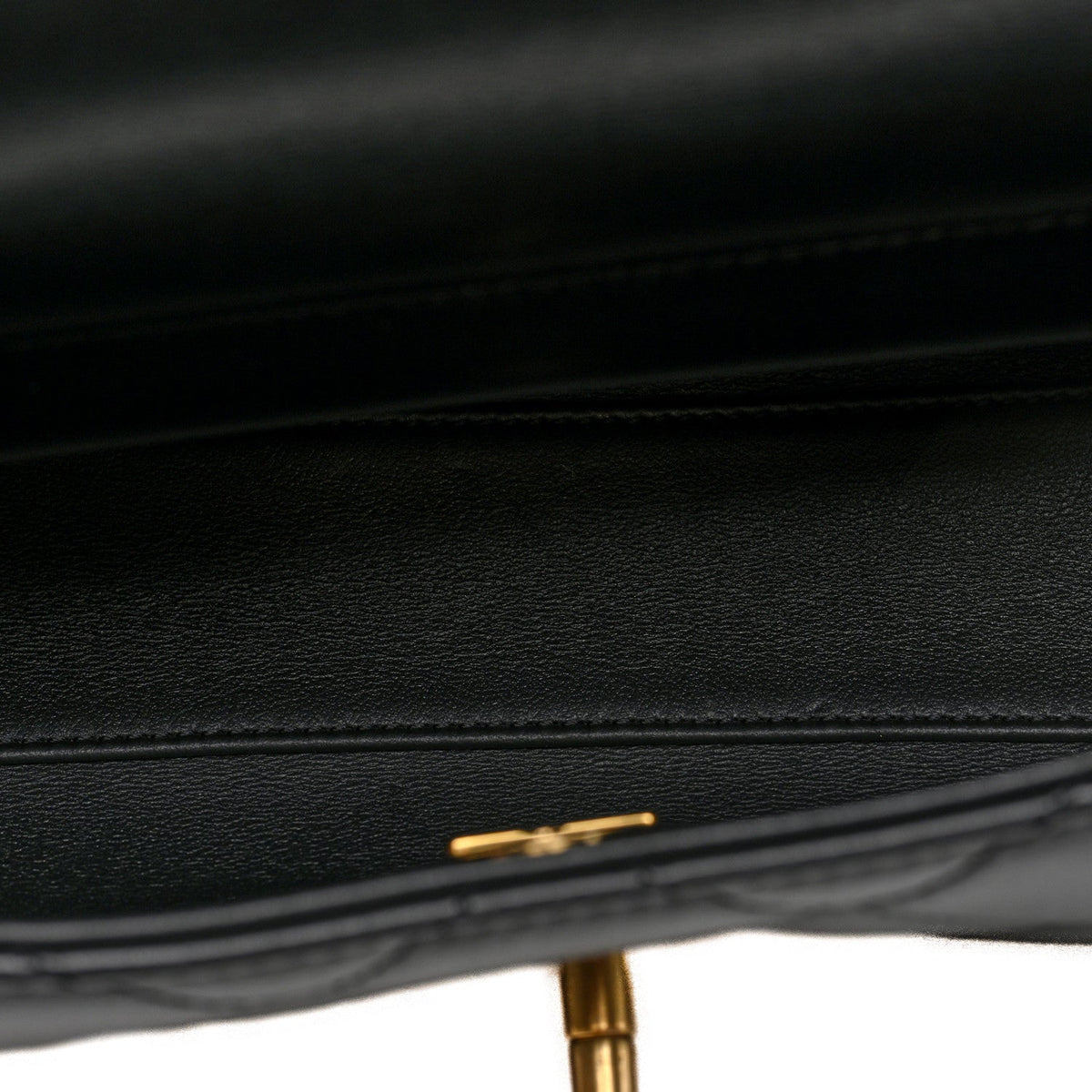 Shiny Lambskin Pearl Top Handle Flap Shopping Bag Black