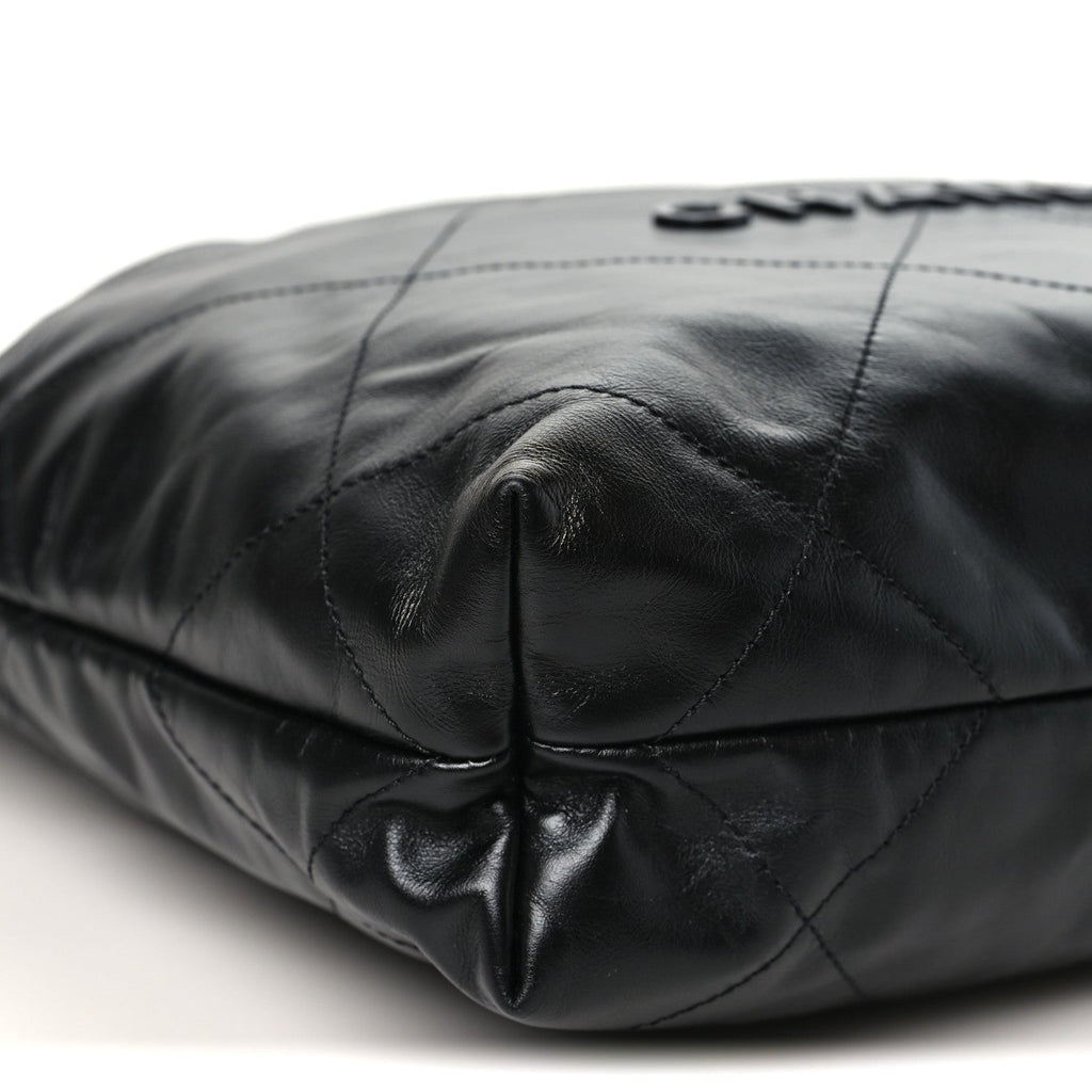 Shiny Calfskin Quilted Small Chanel 22 So Black