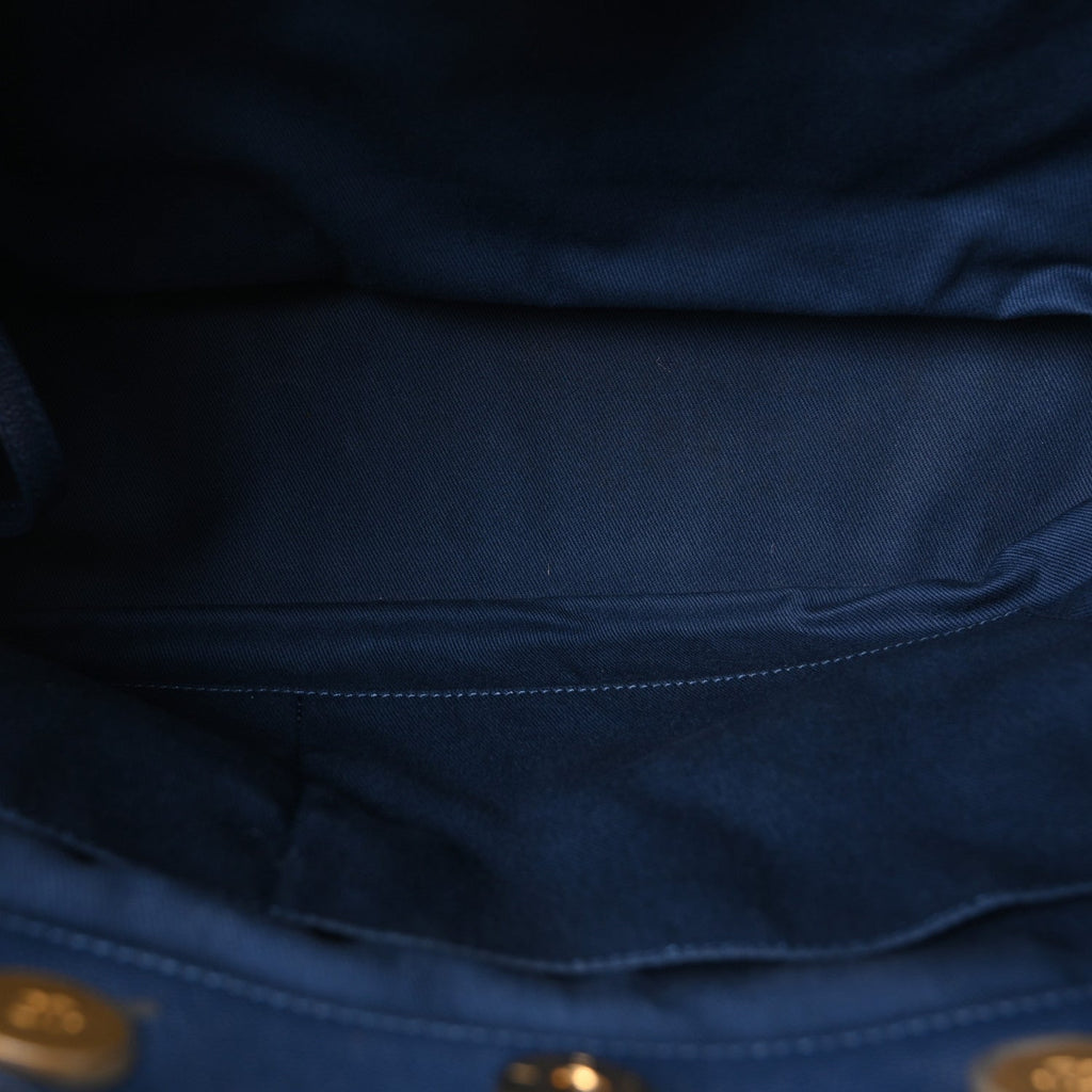 Caviar Quilted Large Coco Handle Shopping Tote Navy