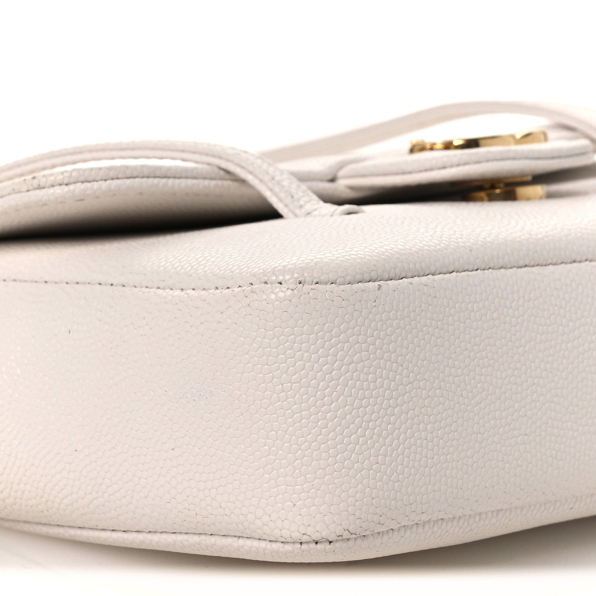 Shiny Caviar Mini Preppy Coco Shoulder Bag White