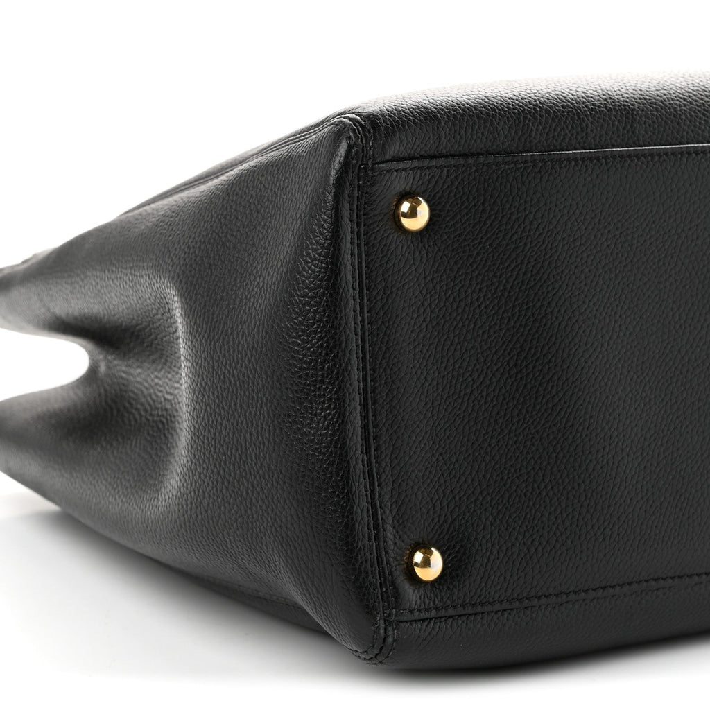 Calfskin Cerf Executive Shopper Tote Black