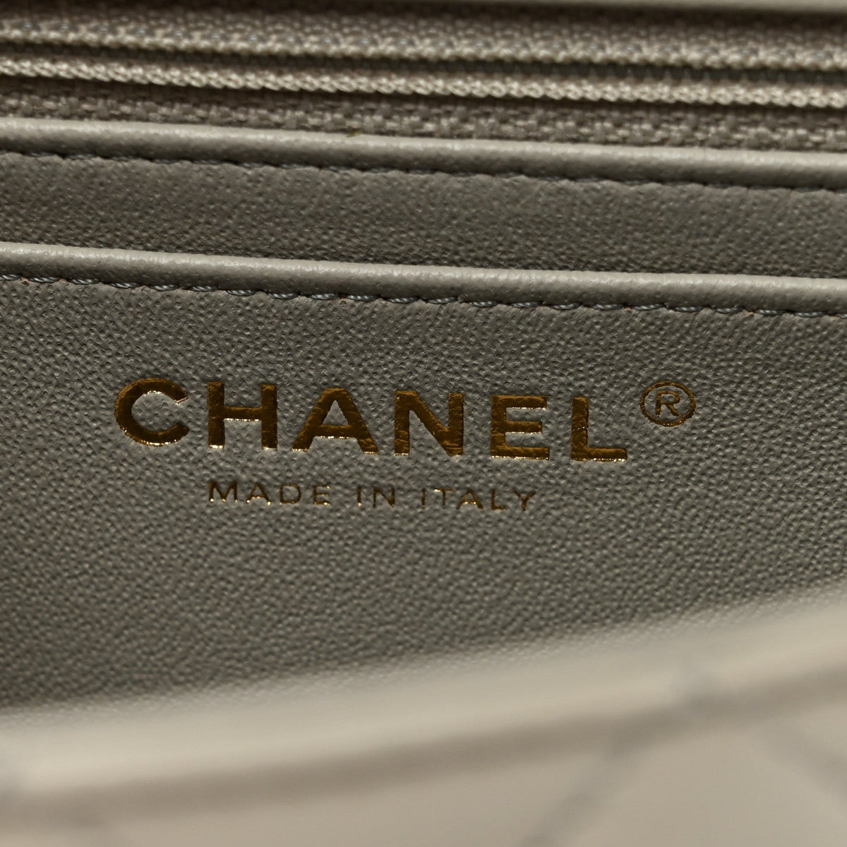 Lambskin Quilted Mini Rectangular Flap Grey