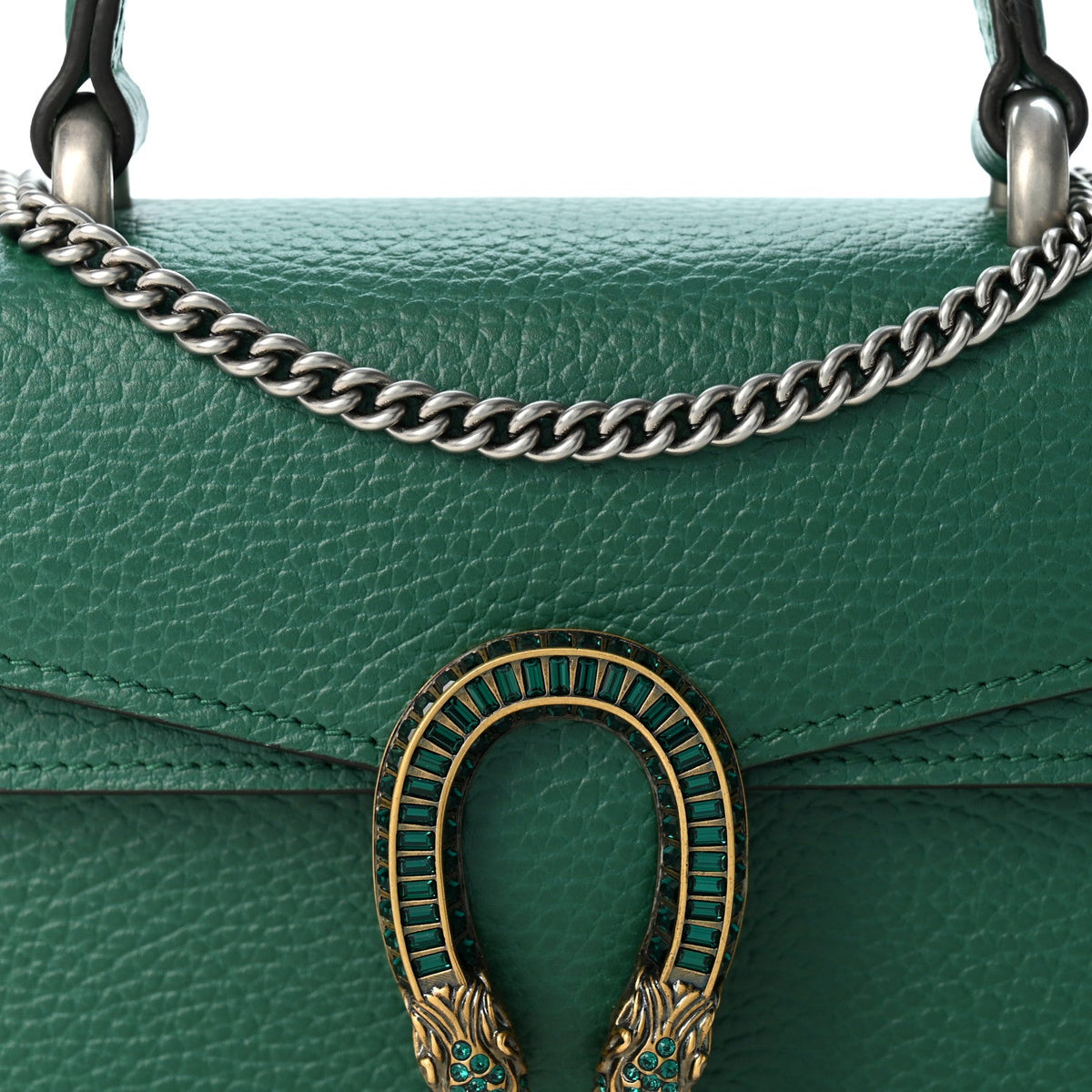 Dollar Calfskin Crystal Mini Dionysus Top Handle Bag Emerald