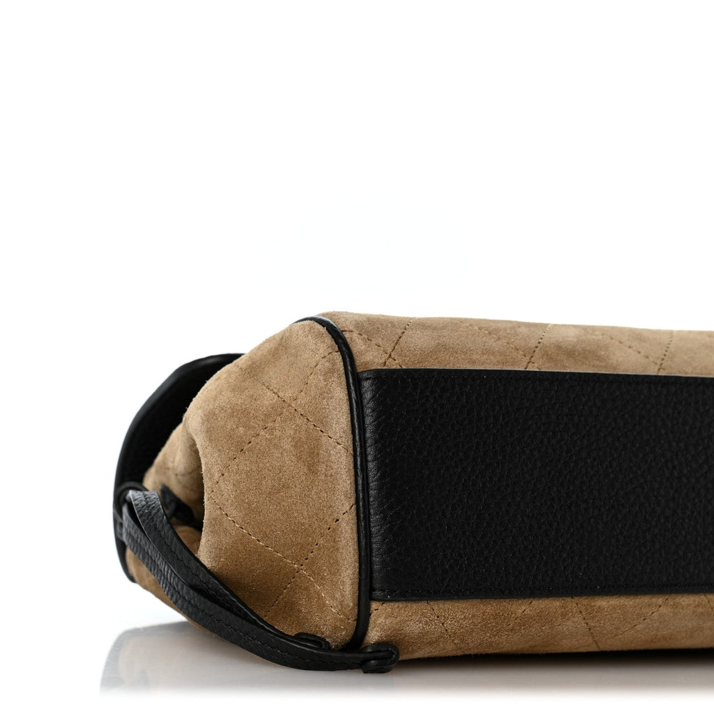Grained Calfskin Suede Urban Essentials Flap Dark Beige Black