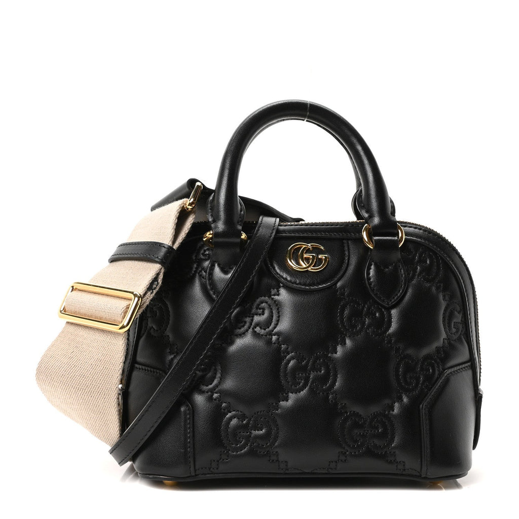 Calfskin GG Matelasse Mini Top Handle Bag Black