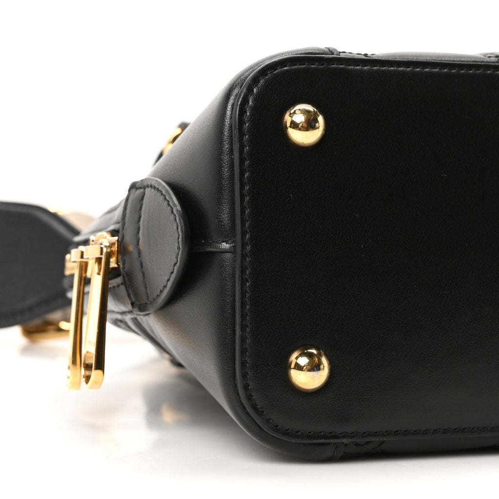 Calfskin GG Matelasse Mini Top Handle Bag Black