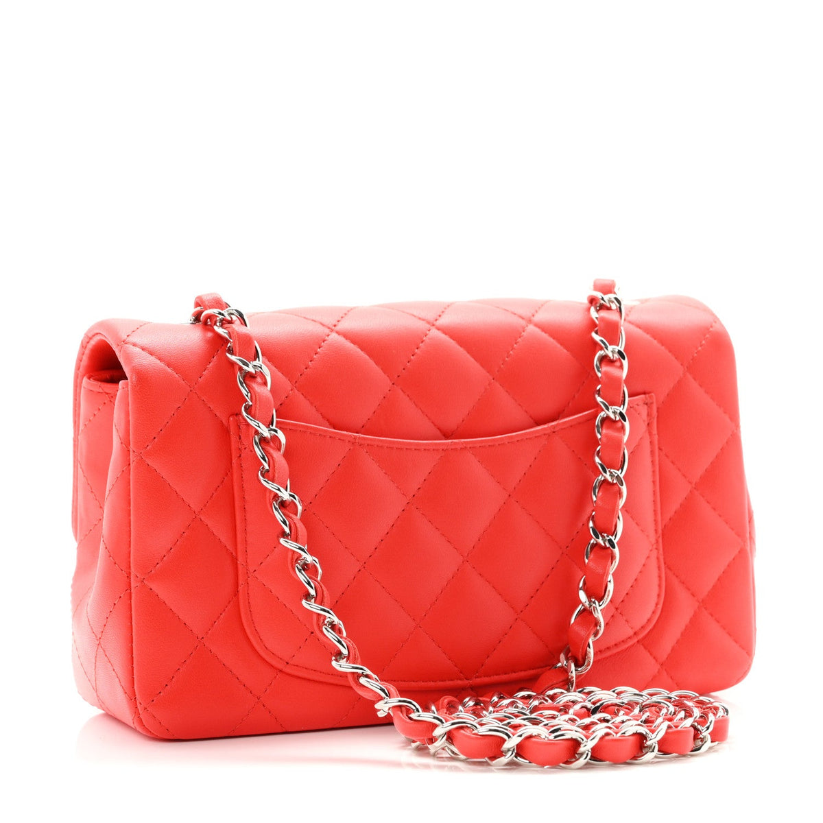 Lambskin Quilted Mini Rectangular Flap Red
