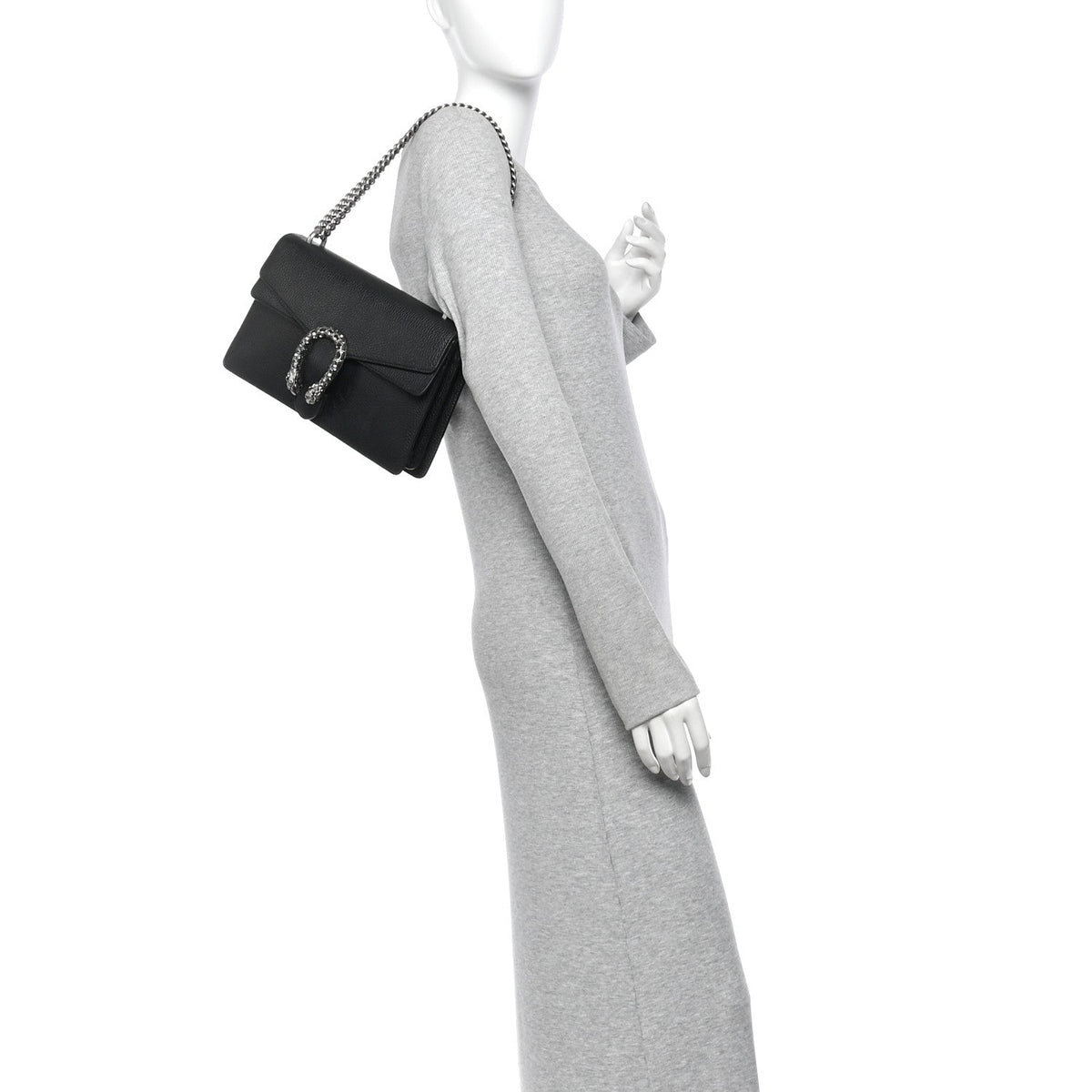 Pebbled Calfskin Small Dionysus Shoulder Bag Black