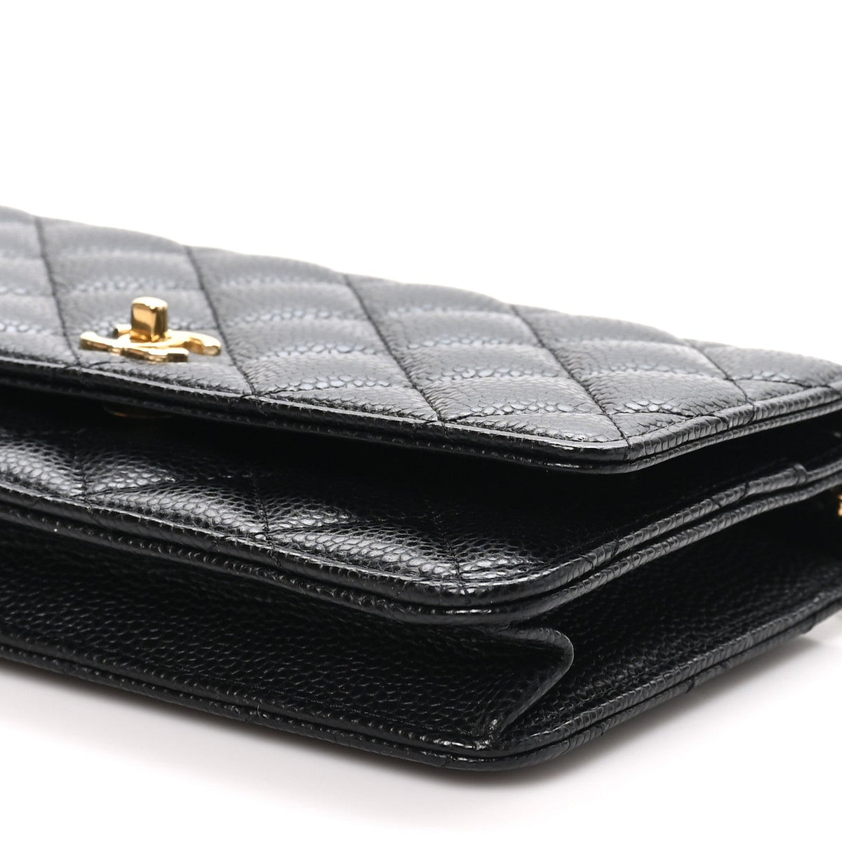 Caviar Quilted CC Turnlock Wallet On Chain WOC Black