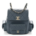 Shiny Caviar Quilted Small Cargo Duma Backpack Blue