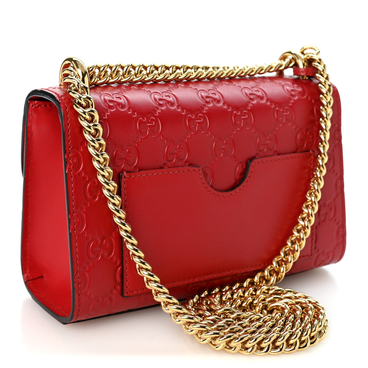 Guccissima Small Padlock Shoulder Bag Hibiscus Red