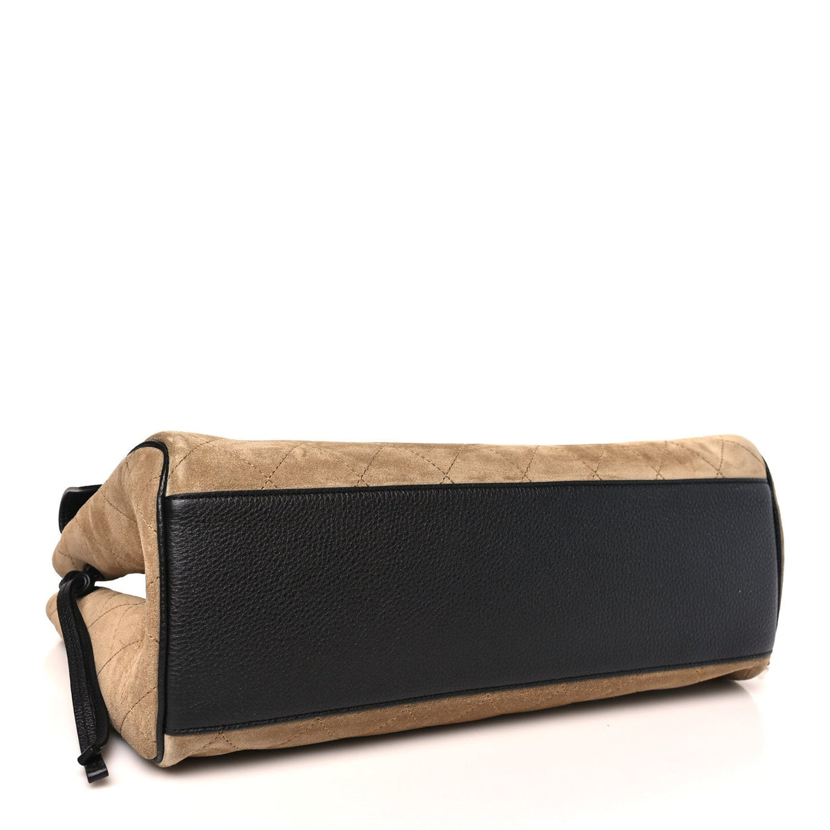Grained Calfskin Suede Urban Essentials Large Shopping Bag  Dark Beige Black