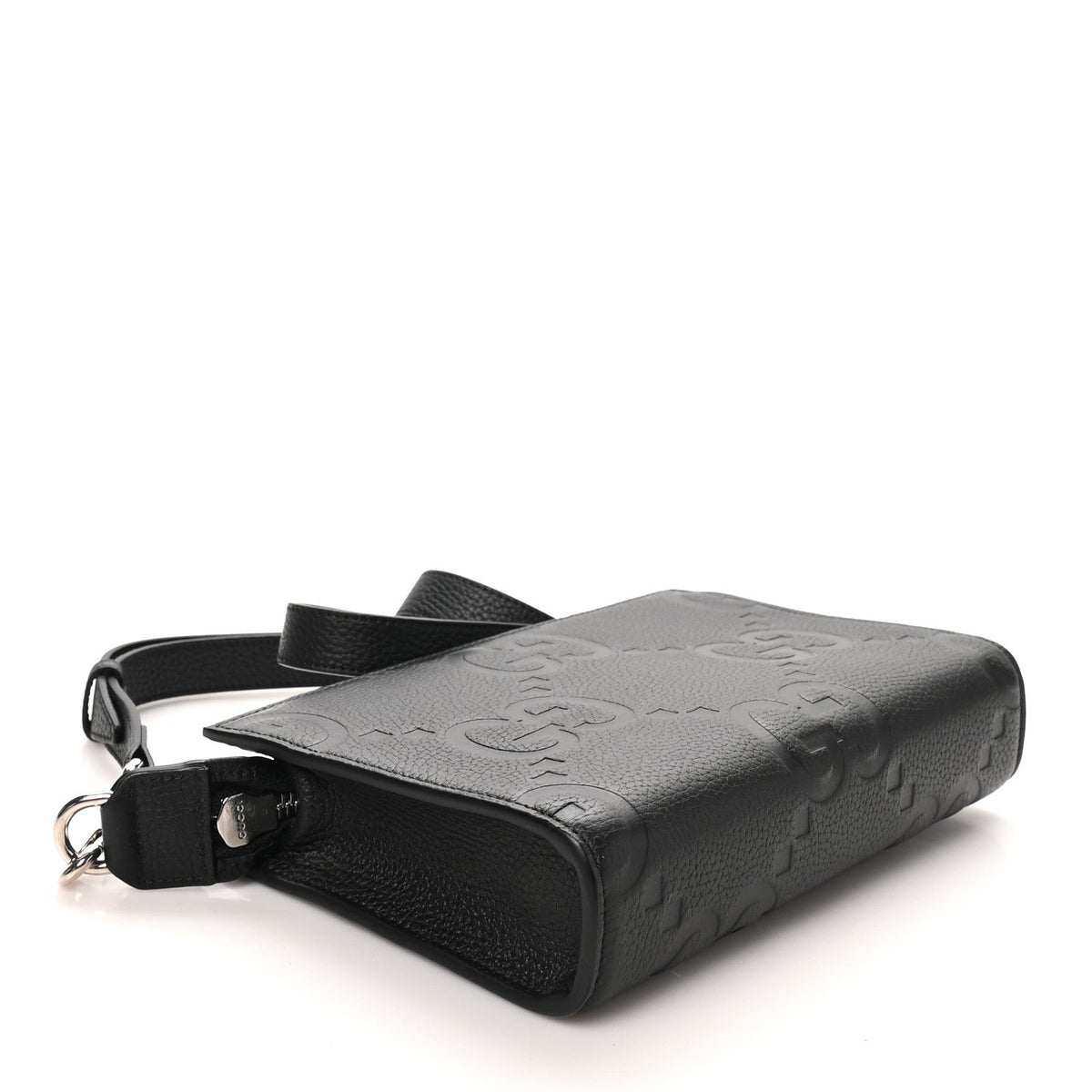 Monogram Jumbo GG Textured Dollar Calfskin Crossbody Bag Black