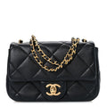 Lambskin Pearl Quilted Mini Flap Black