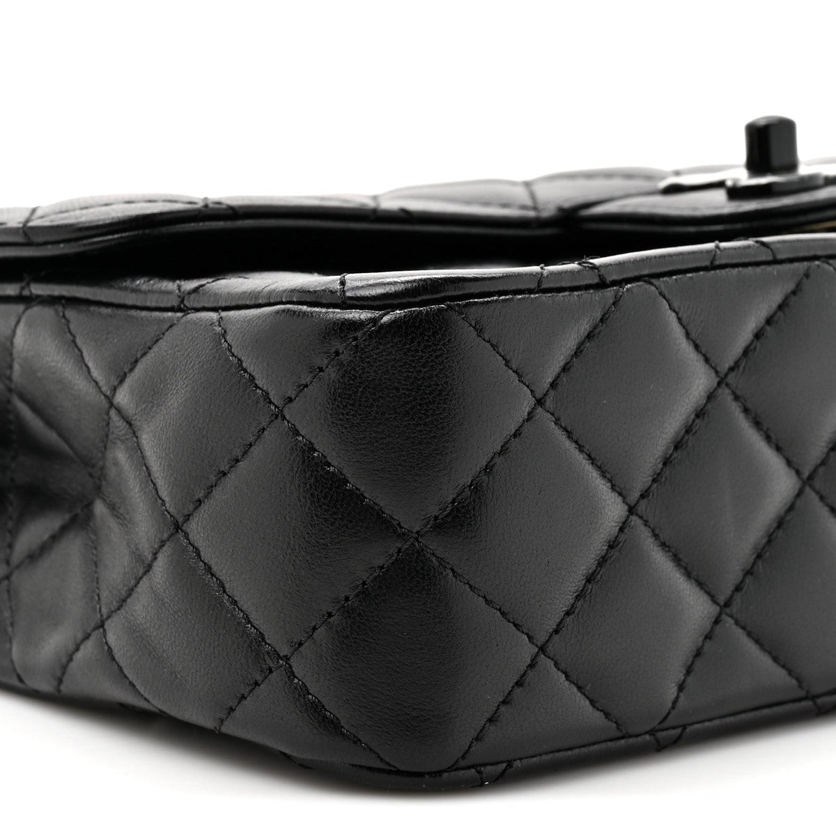 Lambskin Quilted Small Single Flap Top Handle Bag So Black