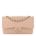 Caviar Quilted Medium Double Flap Light Beige