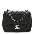 Lambskin Quilted Mini Square Flap Black