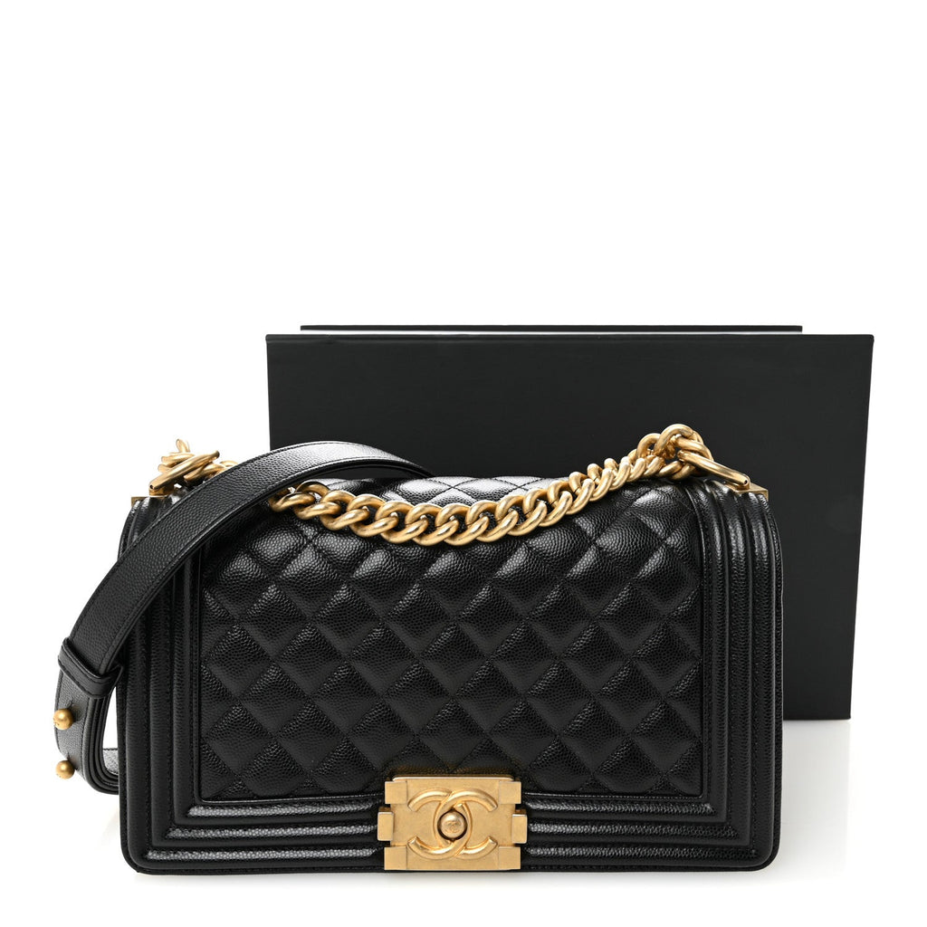Caviar Quilted Medium Boy Flap Black