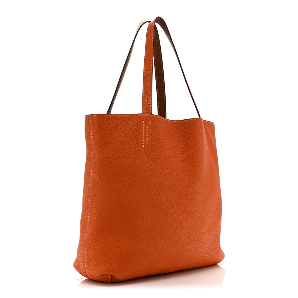 Taurillon Clemence Double Sens 45 Reversible Tote Orange Gold