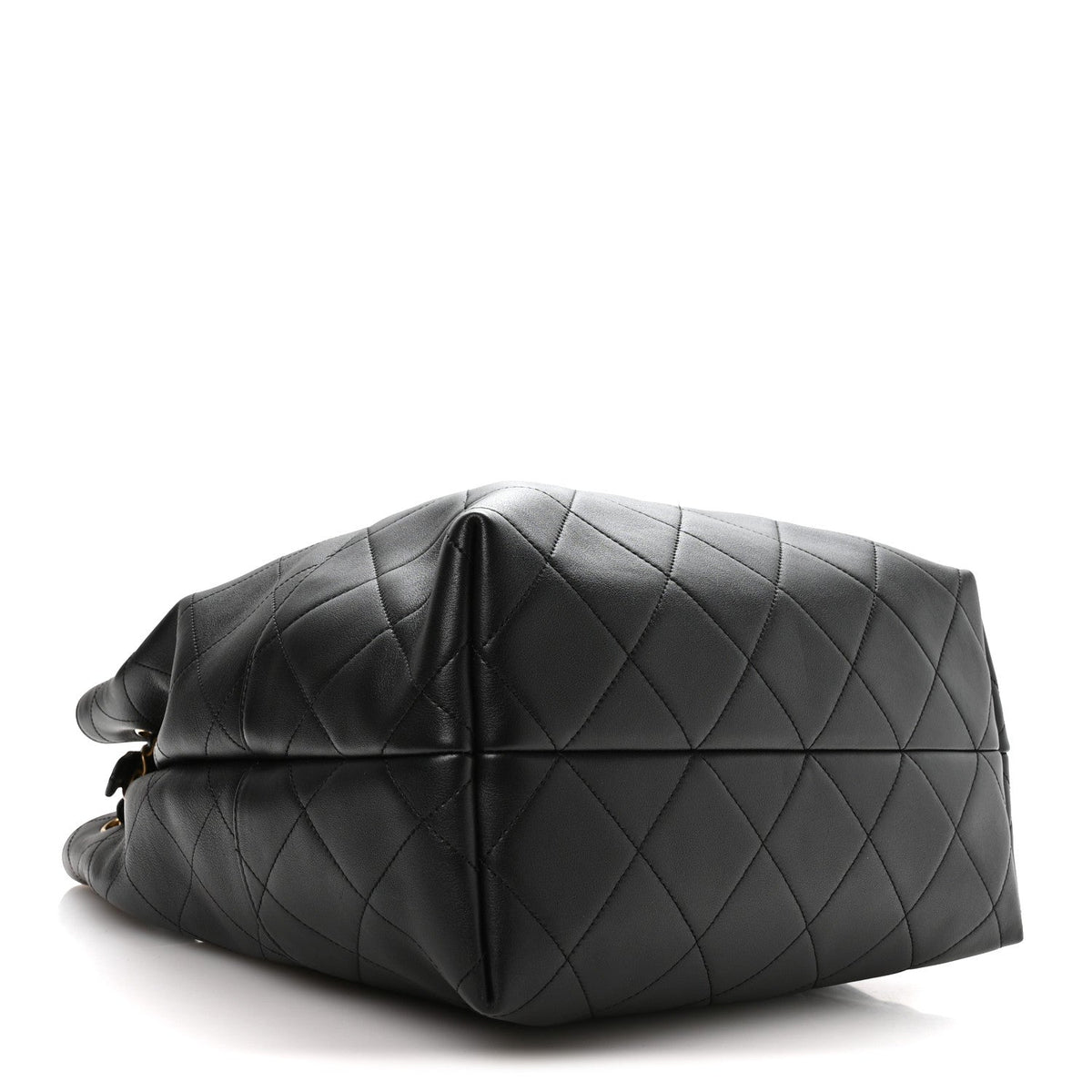 Calfskin Quilted Large Coco Base Shopping Bag Black