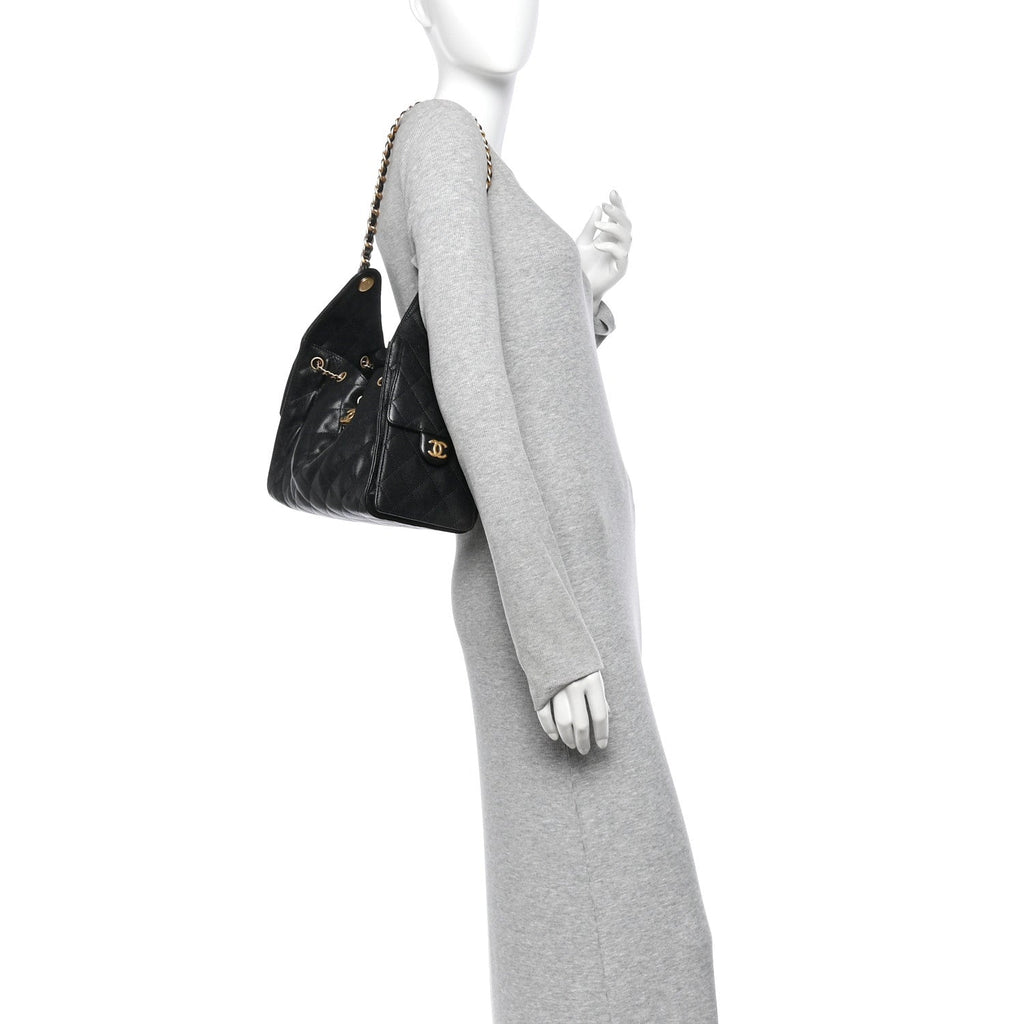 Caviar Quilted Small Chanel 25 Handbag Black