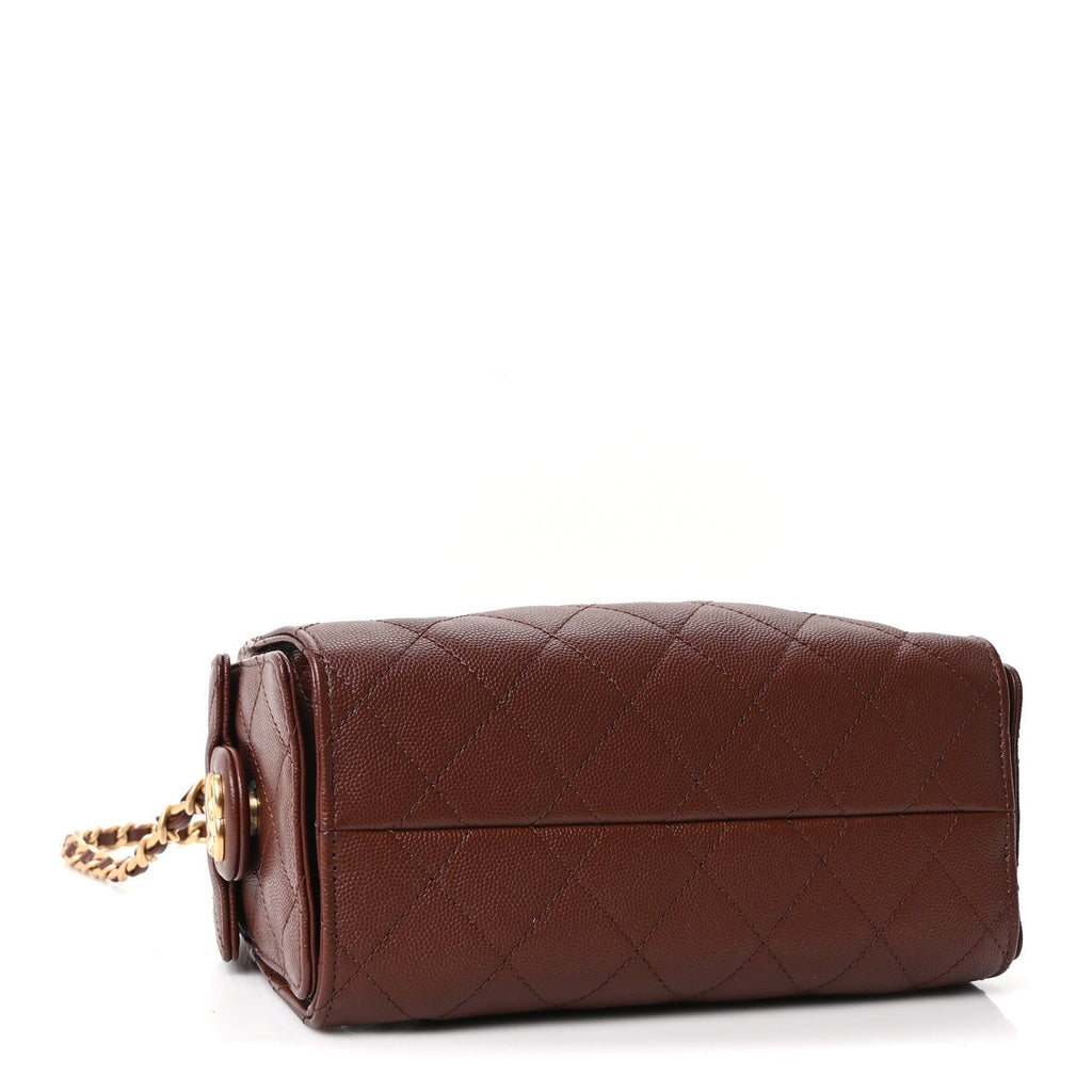 Caviar Quilted Mini Chanel 25 Handbag Brown