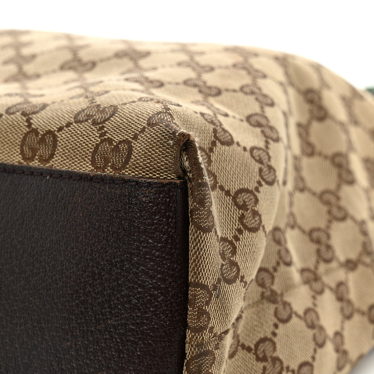 GG Monogram Large Web Handle Vertical Tote Dark Brown