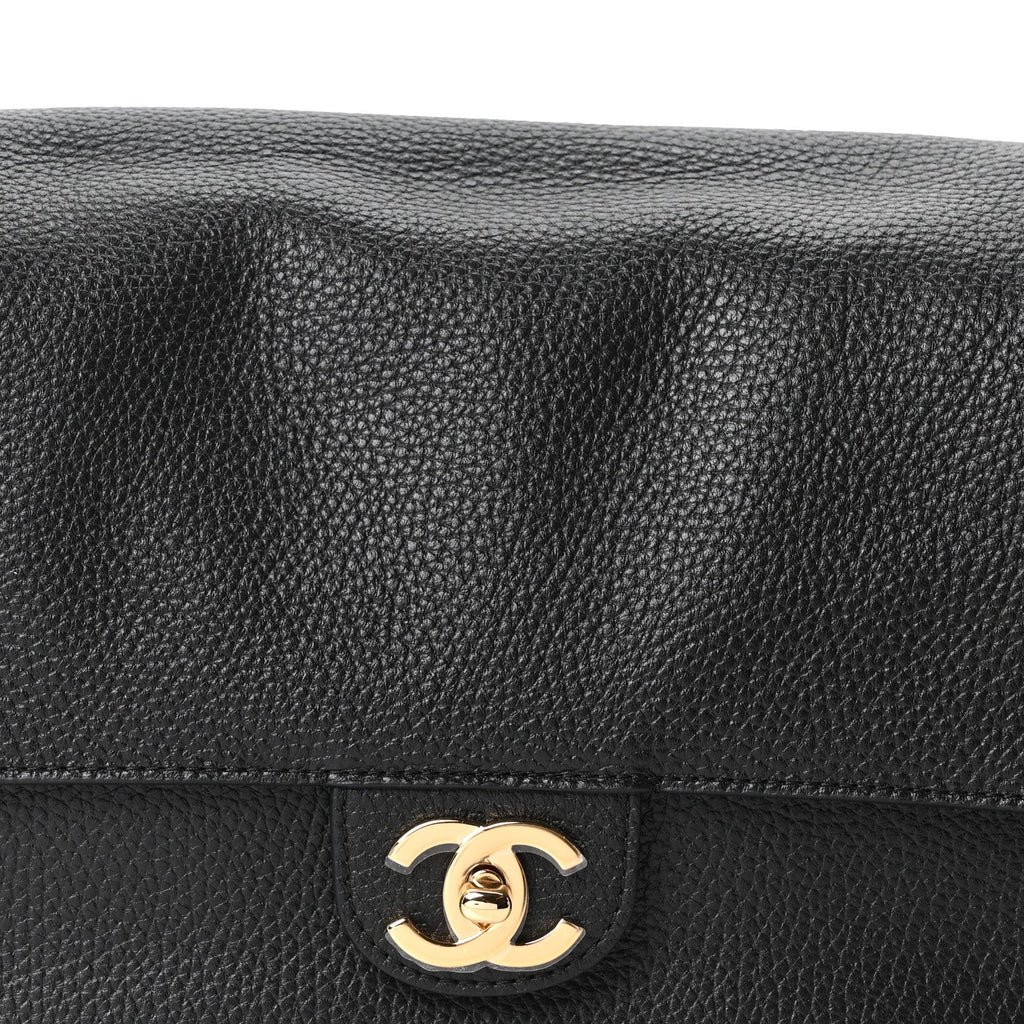 Grained Calfskin Small Souplissimo Maxi Flap Black