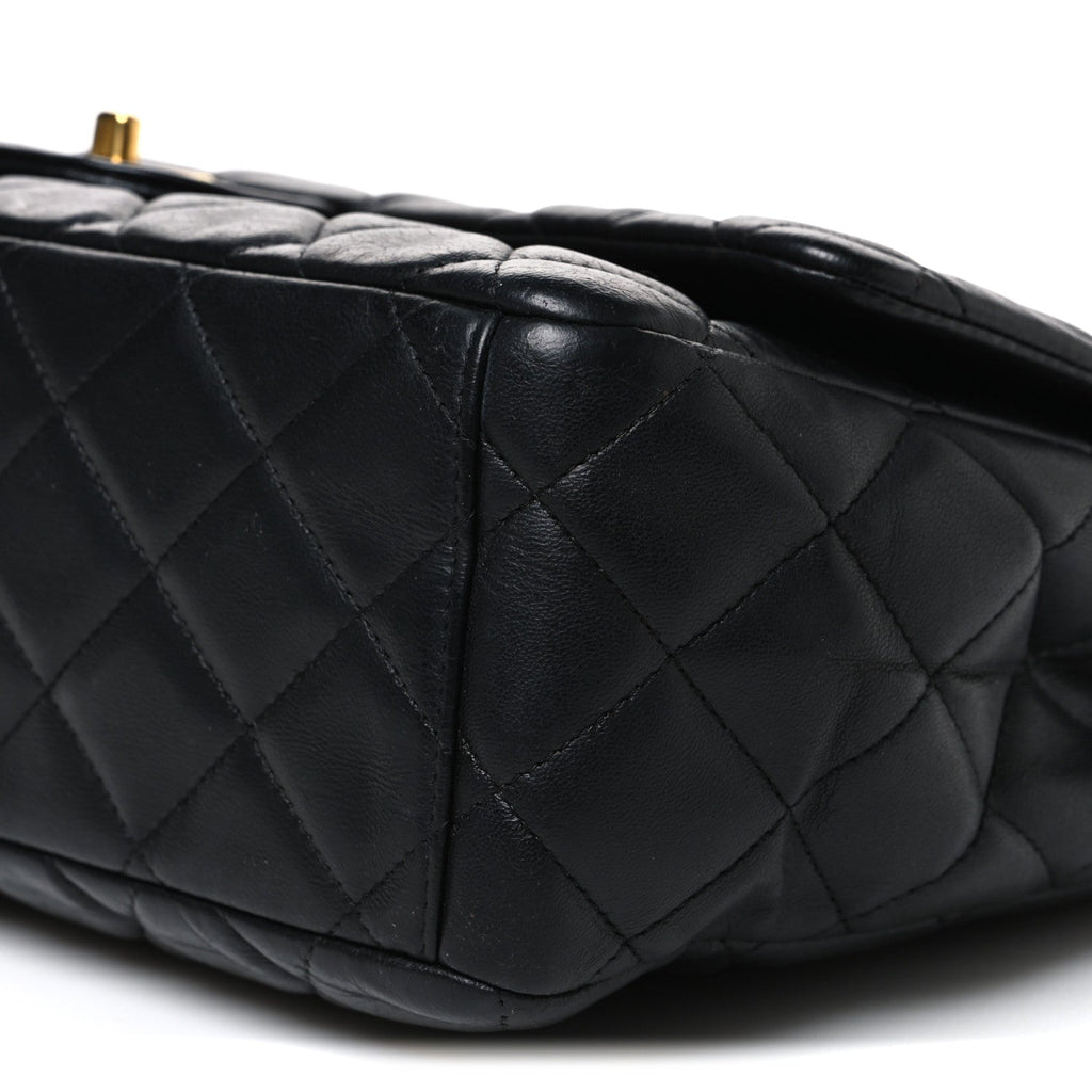 Lambskin Quilted Maxi Single Flap Black