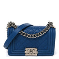 Caviar Quilted Small Boy Flap Blue
