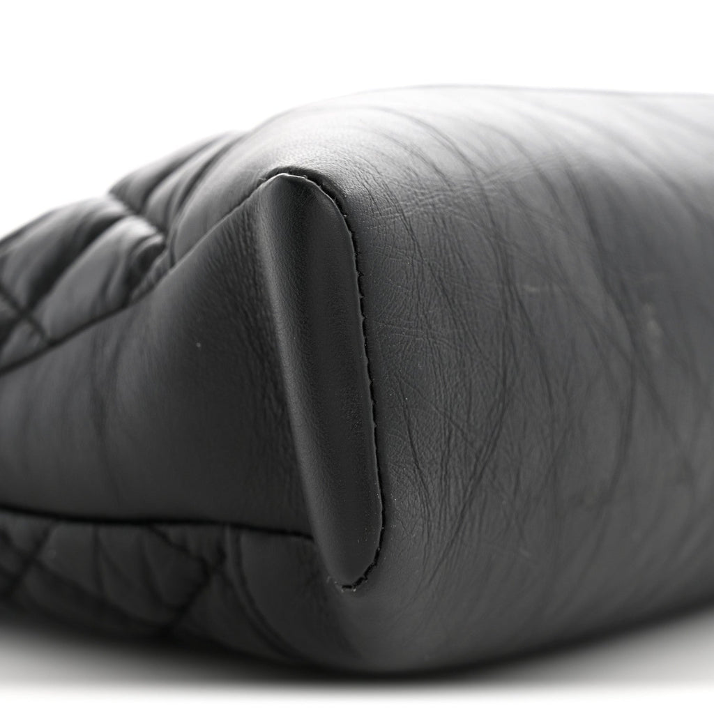 Aged Calfskin Quilted Mini 31 Shopping Bag Black