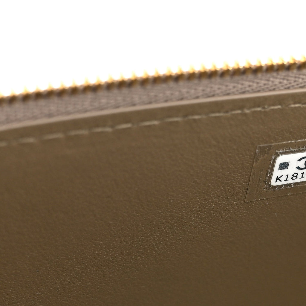 Calfskin Lizard Embossed Top Handle Vanity With Chain Dark Khaki