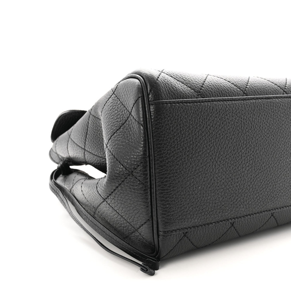 Grained Calfskin Stitched Urban Essentials Shopping Bag Black
