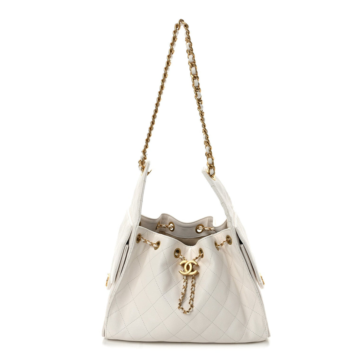 Caviar Quilted Small Chanel 25 Handbag White